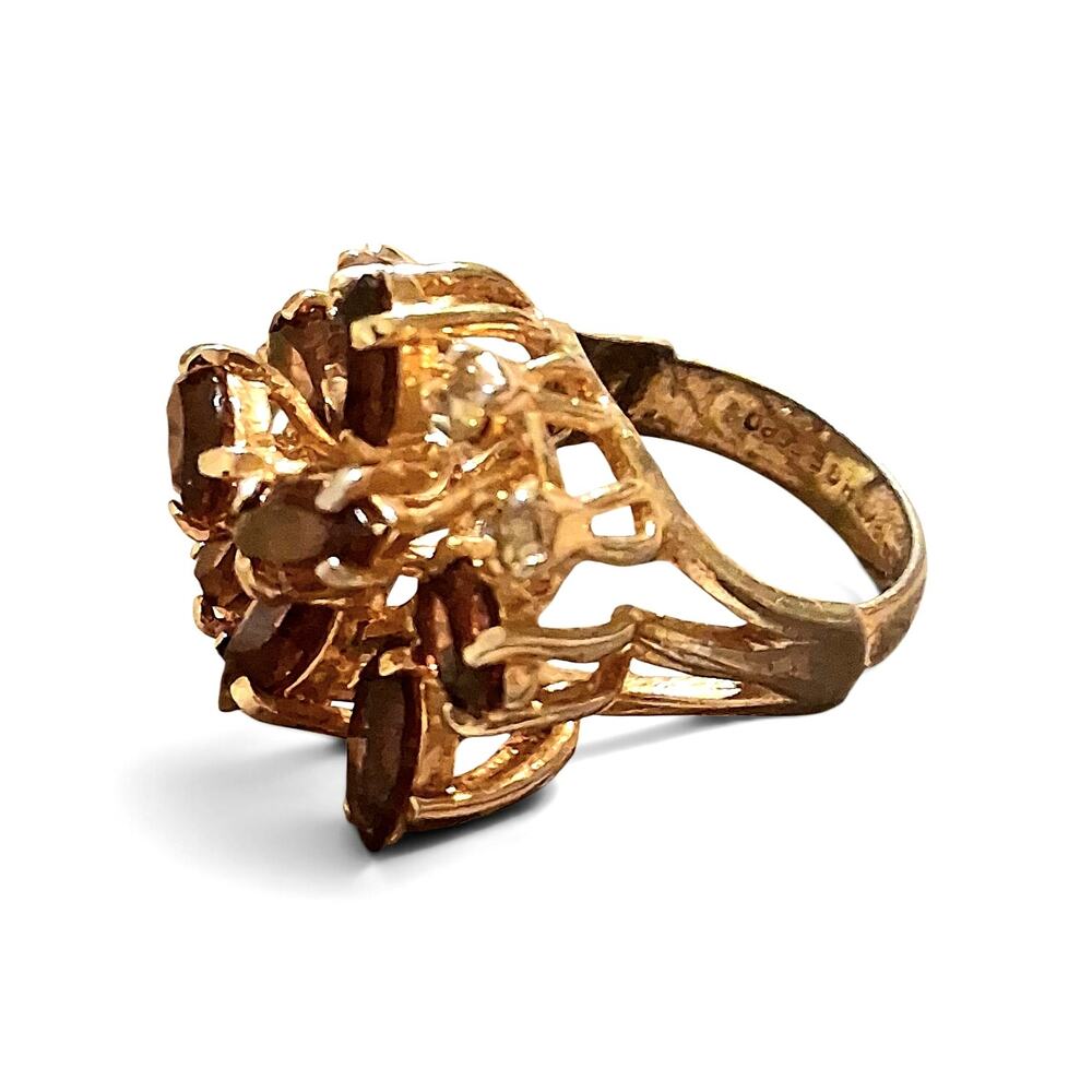 Esposito 18k HGE TOPAZ and Clear Stone Ring Size 5 Signed